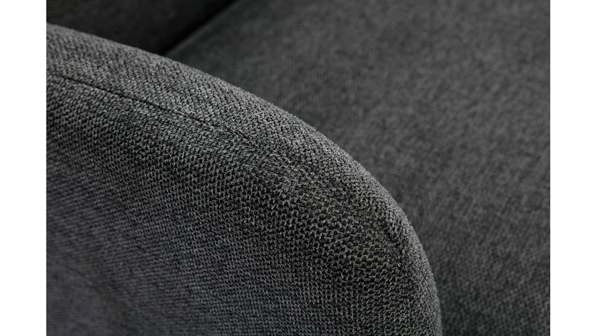Poltrona scandinava in tessuto effetto velluto testurizzato grigio scuro e legno chiaro ISKO