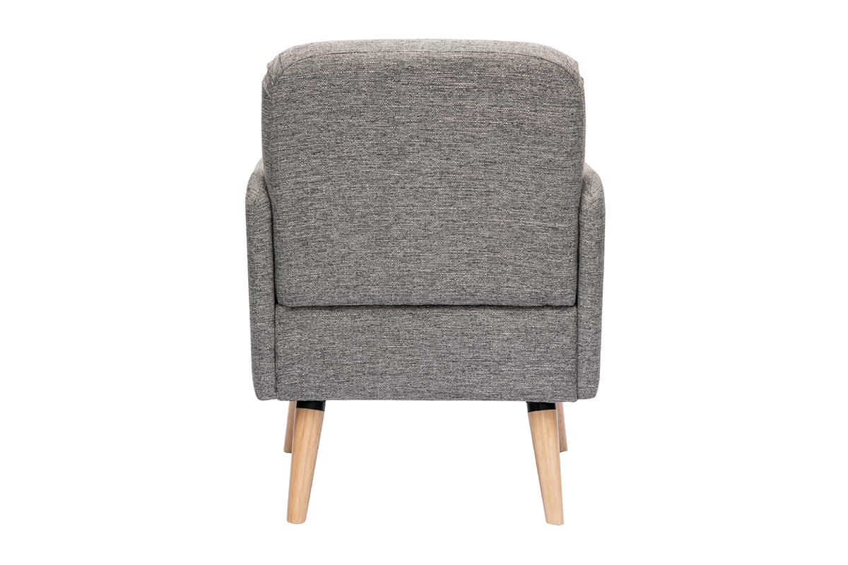 Poltrona scandinava in tessuto grigio chiaro e legno chiaro ISKO