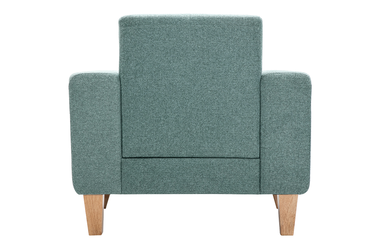 Poltrona scandinava in tessuto grigio-verde e legno chiaro FJORD
