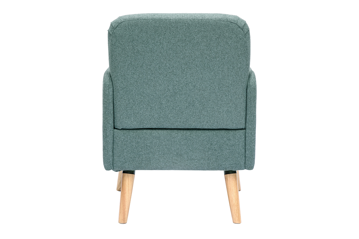 Poltrona scandinava in tessuto grigio verde e legno chiaro ISKO