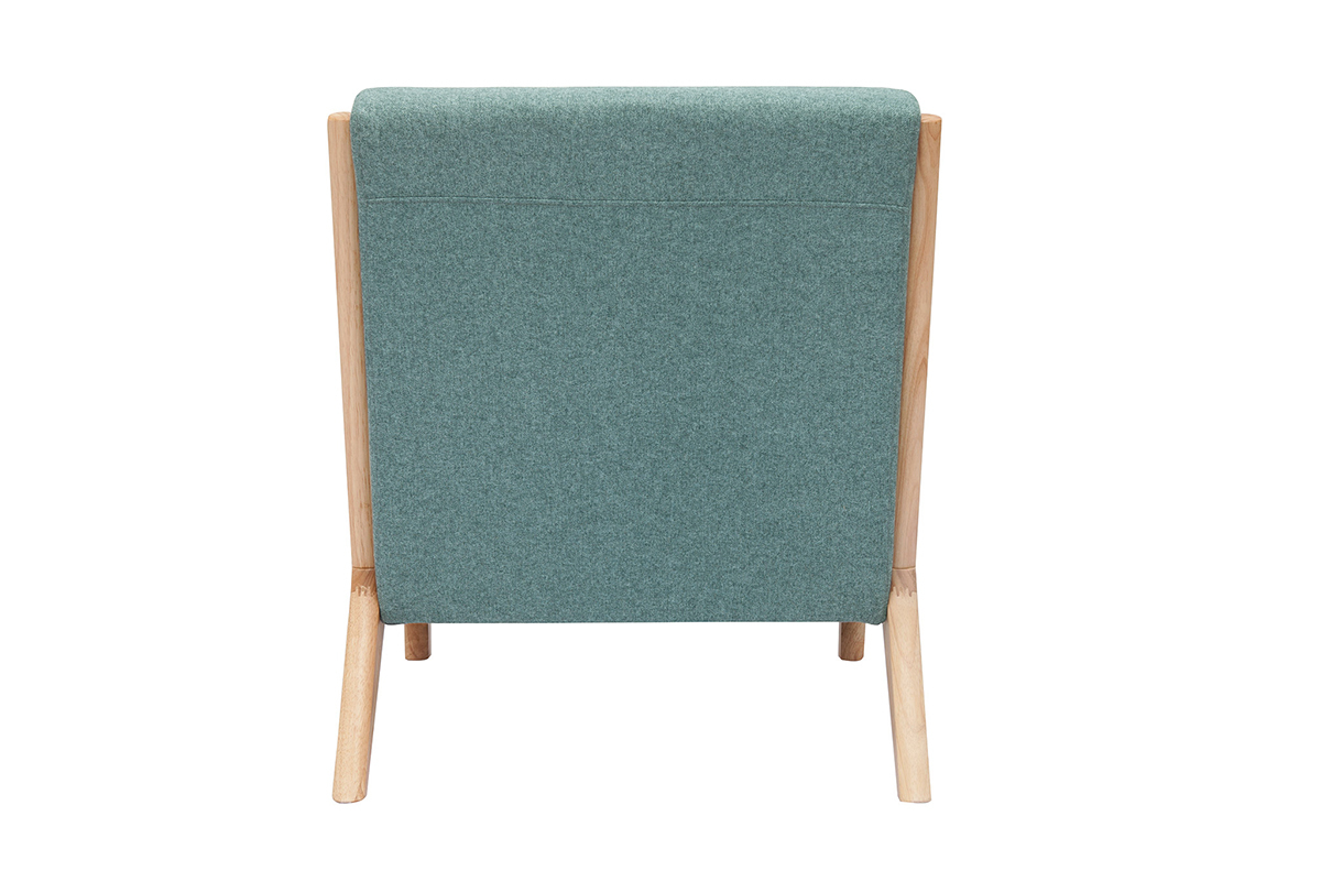 Poltrona scandinava in tessuto grigio verde e legno massello chiaro DERRY