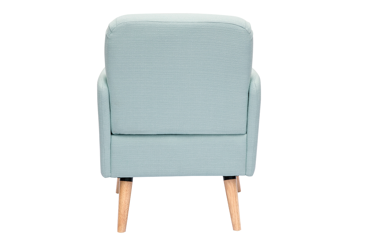 Poltrona scandinava in tessuto verde menta e legno chiaro ISKO
