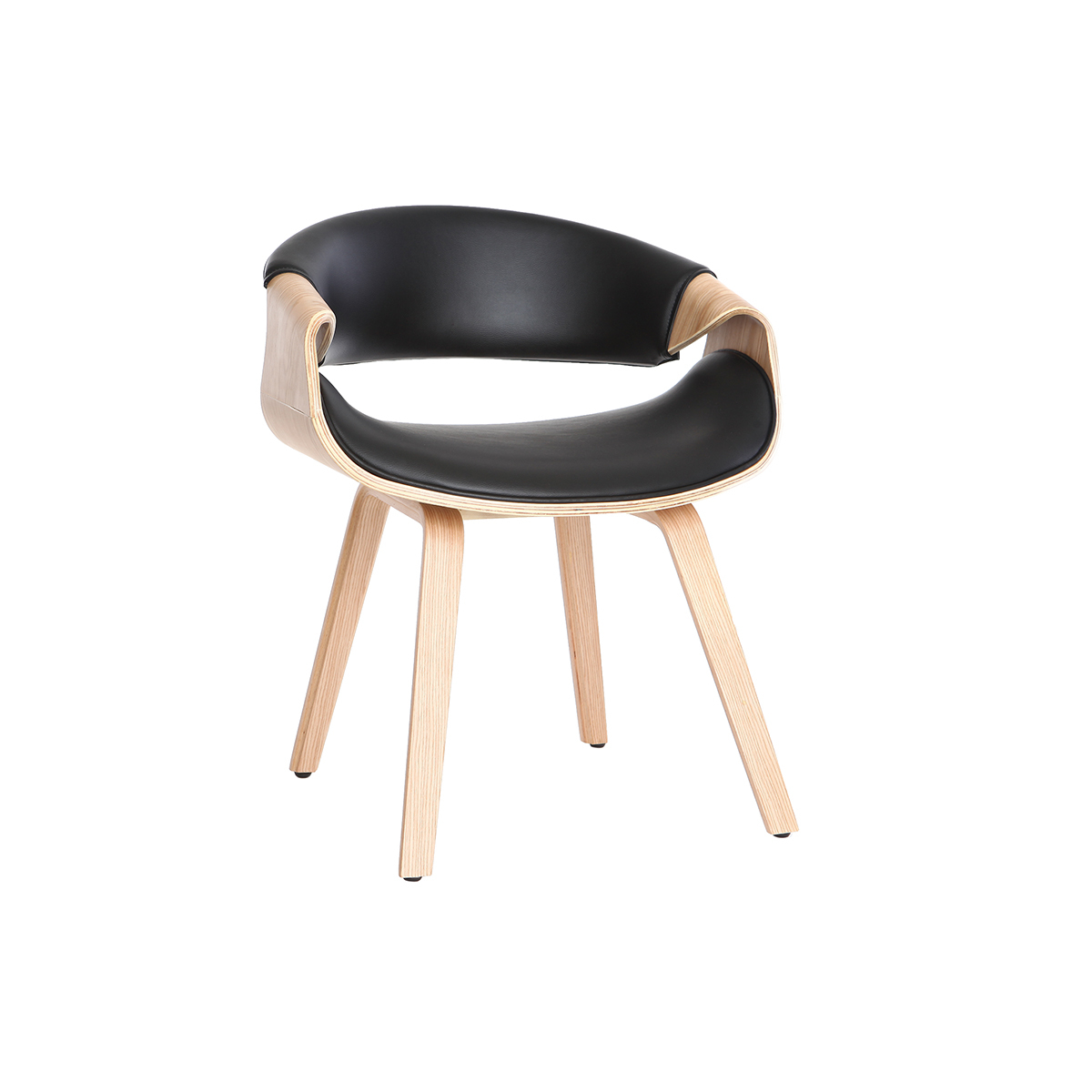 Poltrona scandinava nero e legno chiaro ARAMIS