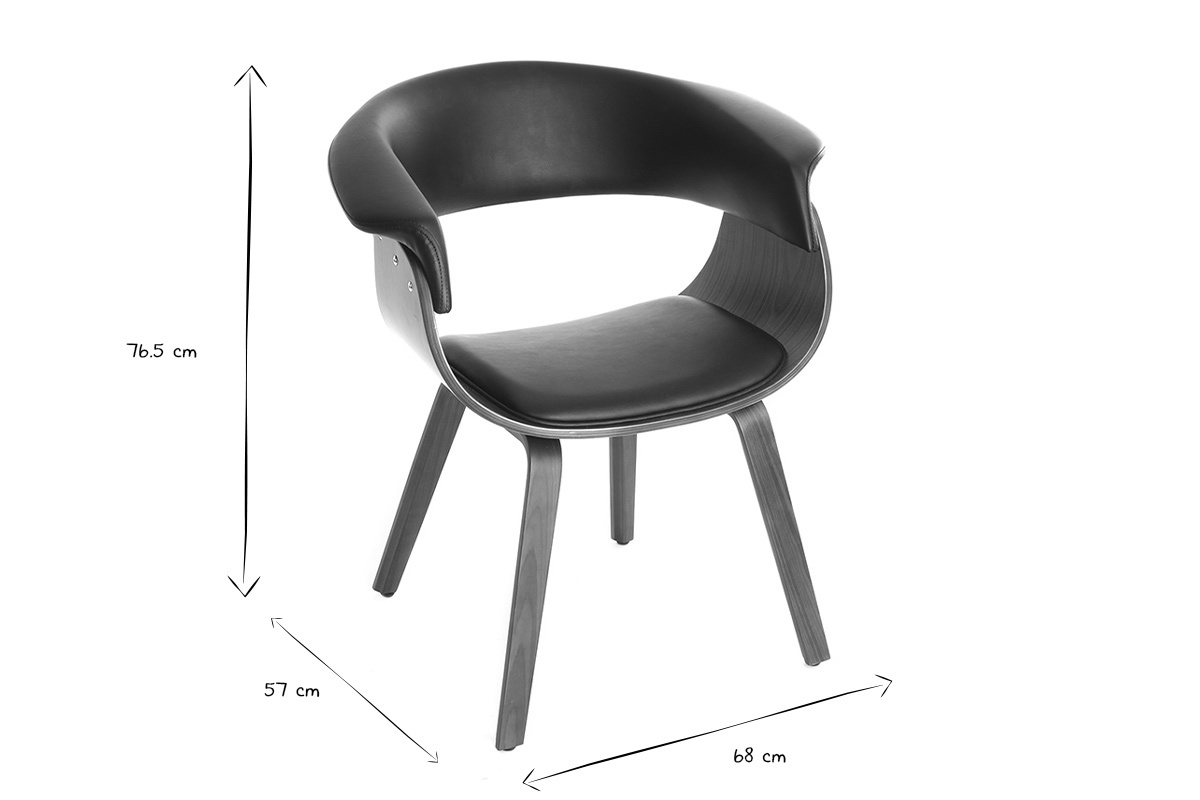 Poltrona scandinava nero e legno chiaro OKTAV