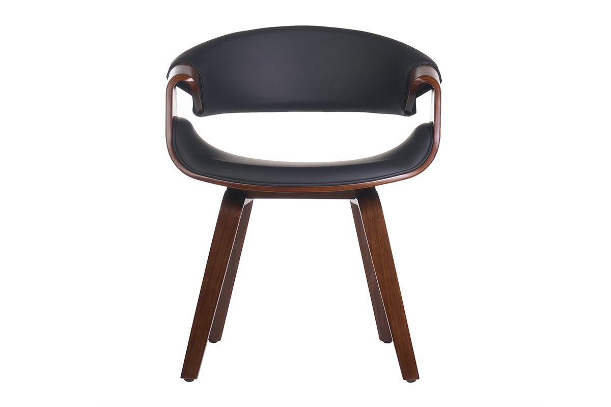 Poltrona scandinava nero e legno scuro ARAMIS