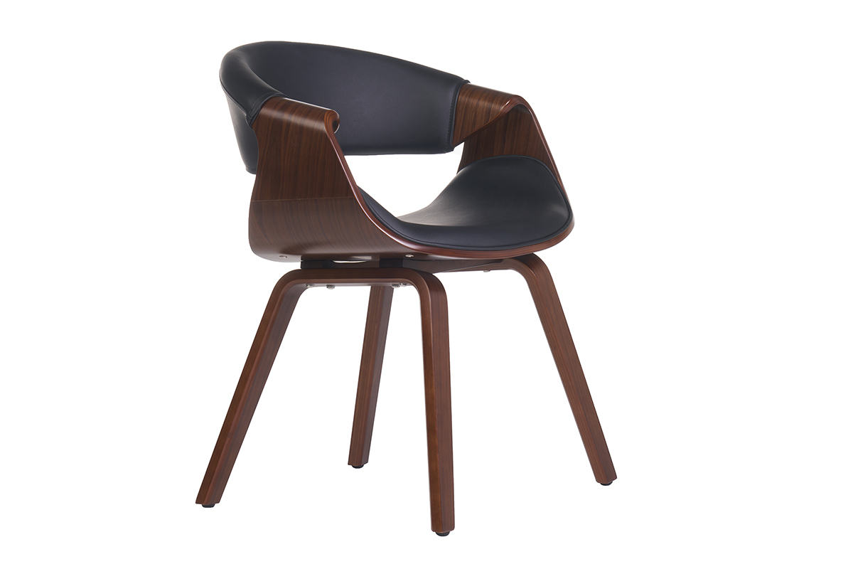 Poltrona scandinava nero e legno scuro ARAMIS