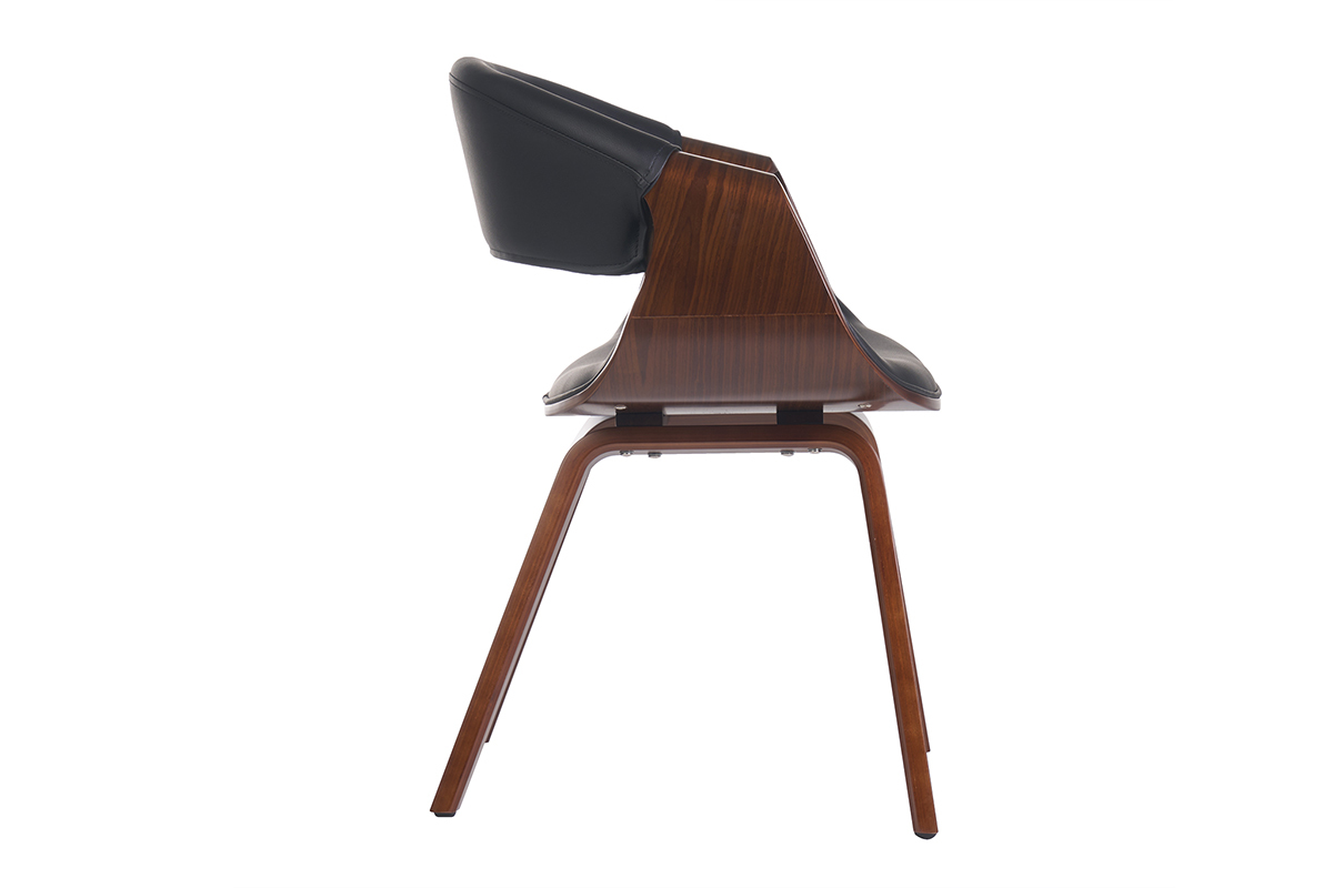 Poltrona scandinava nero e legno scuro ARAMIS