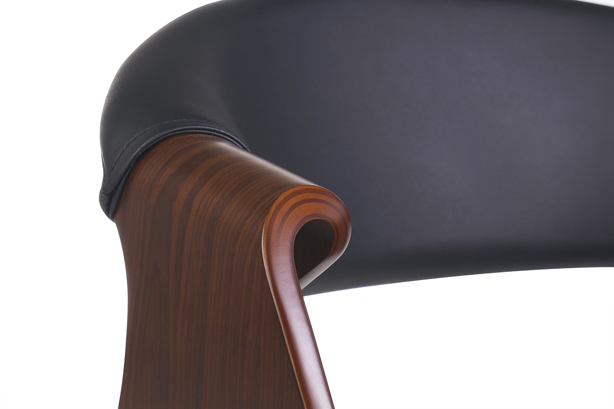 Poltrona scandinava nero e legno scuro ARAMIS