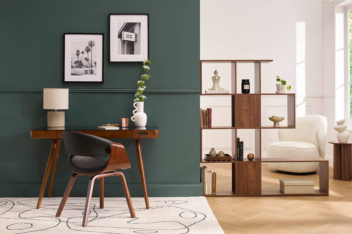 Poltrona scandinava nero e legno scuro ARAMIS