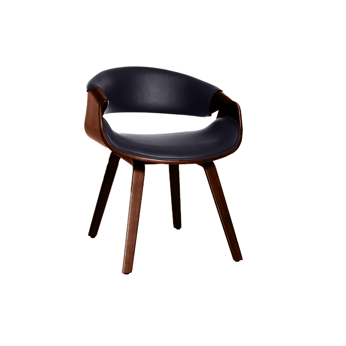 Poltrona scandinava nero e legno scuro ARAMIS