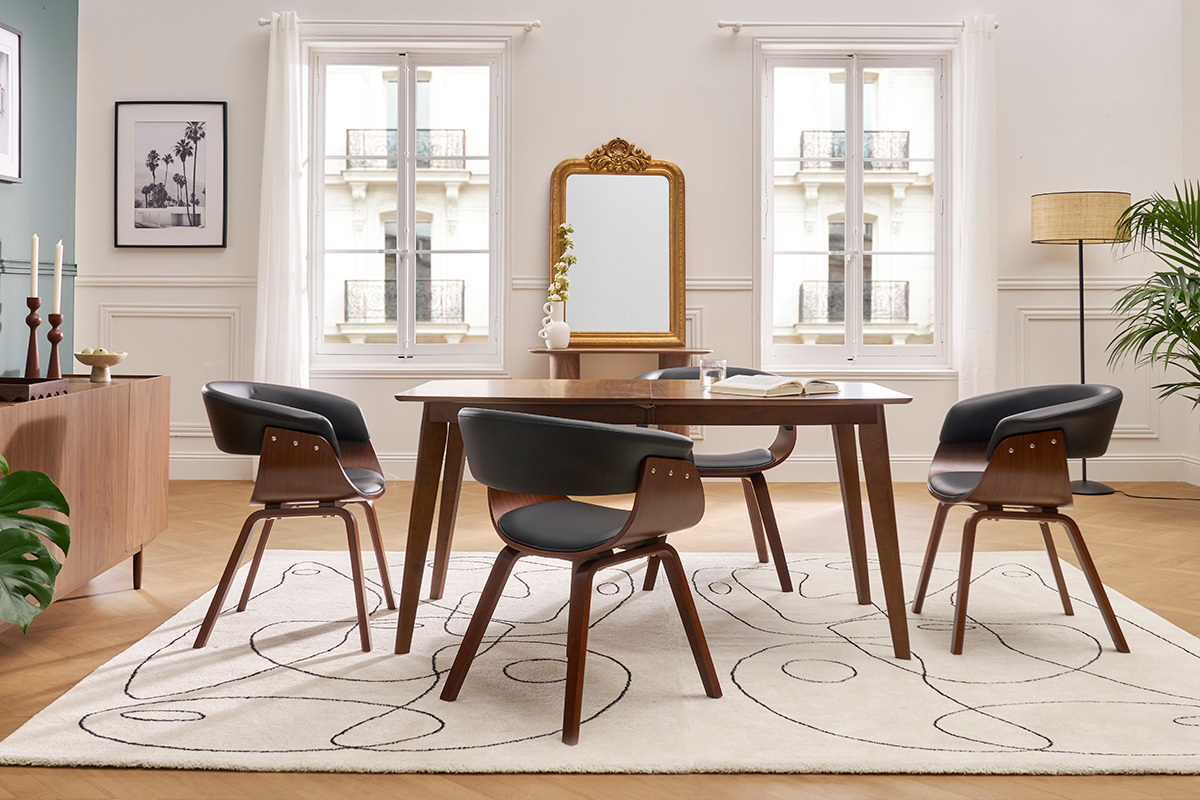 Poltrona scandinava nero e legno scuro OKTAV