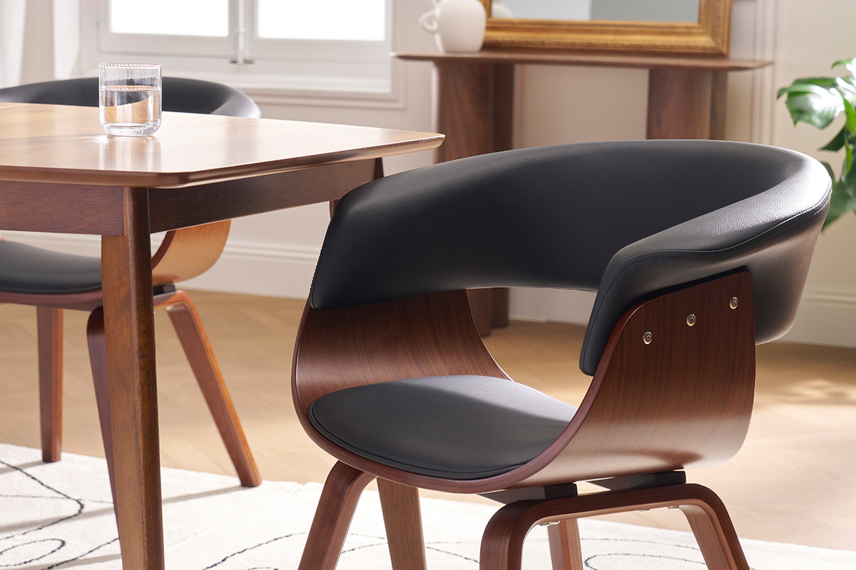 Poltrona scandinava nero e legno scuro OKTAV