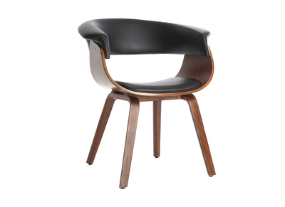Poltrona scandinava Nero e Legno scuro OKTAV - Poltrona scandinava Nero e Legno scuro OKTAV