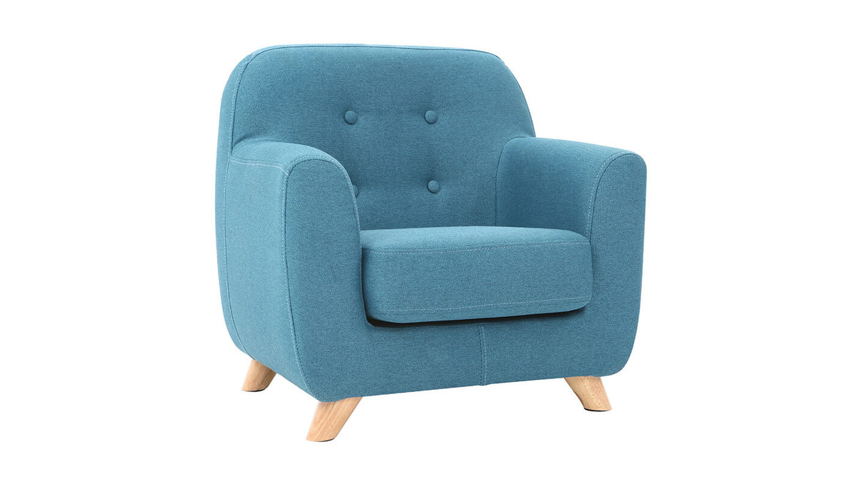 Poltrona scandinava per bambino blu petrolio NORKID - Miliboo