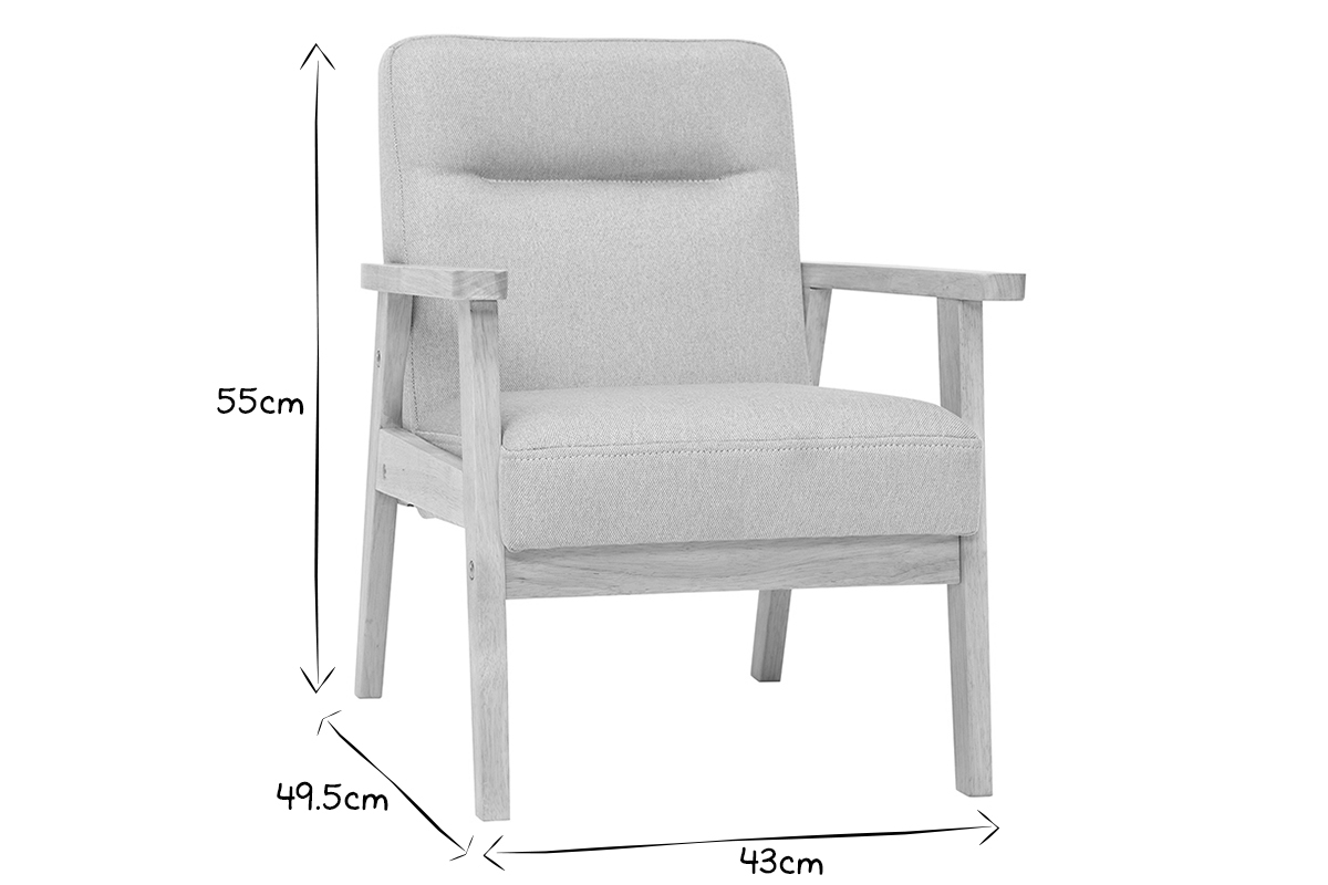 Poltrona scandinava per bambino grigia e legno chiaro ABYSS