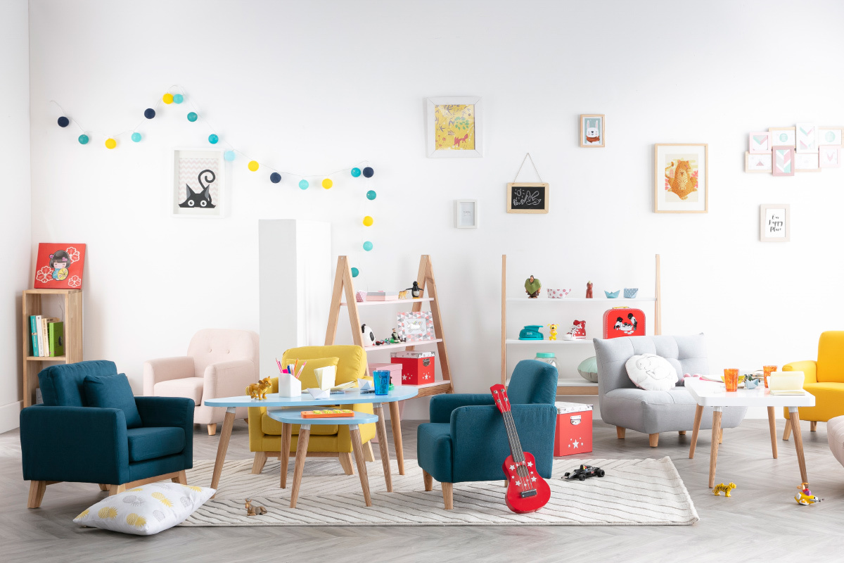 Poltrona scandinava per bambino verde acqua NORKID