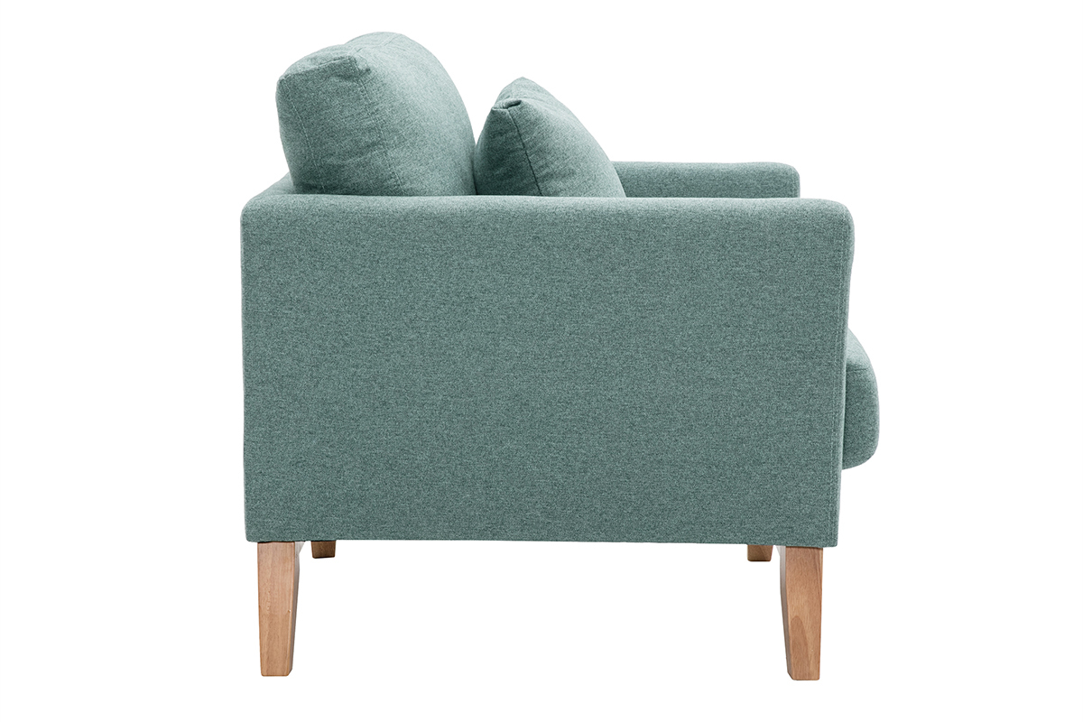 Poltrona scandinava sfoderabile in tessuto grigio-verde e legno chiaro OSLO