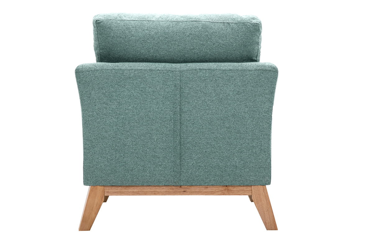 Poltrona scandinava sfoderabile in tessuto grigio-verde e legno chiaro OSLO