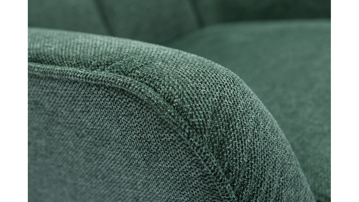 Poltrona scandinava tessuto effetto velluto testurizzato verde scuro e massello di hevea AVERY