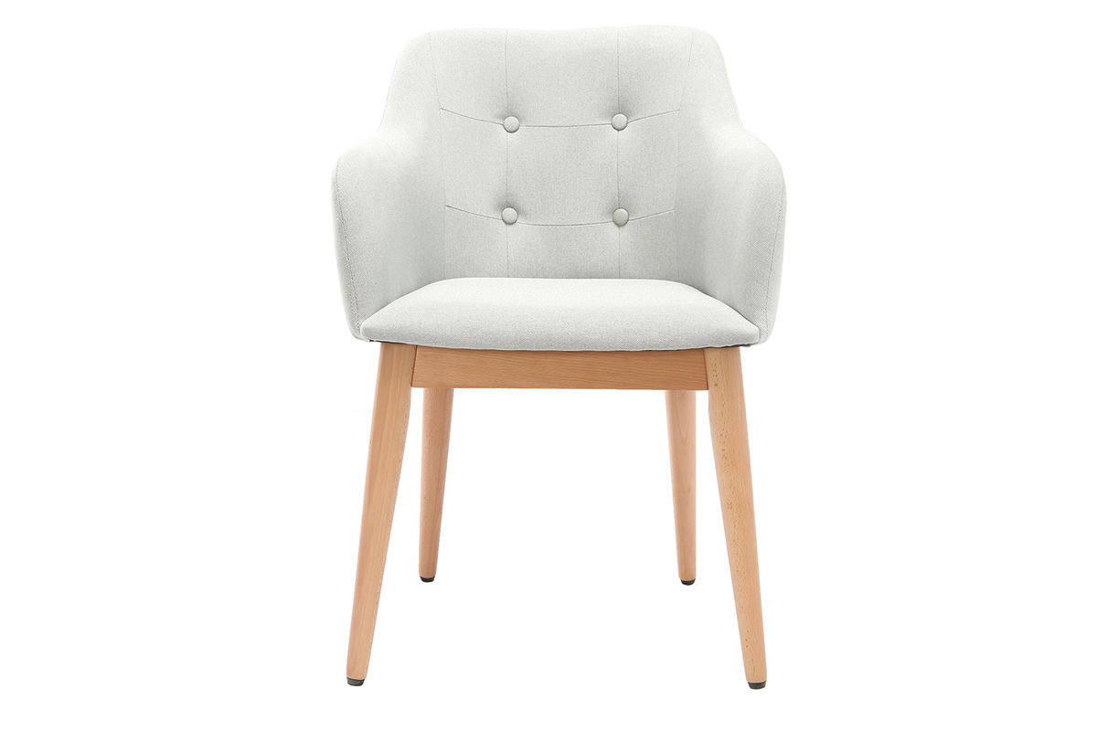 Poltrona scandinava tessuto grigio chiaro e piedi legno gruppo di 2 BALTIK