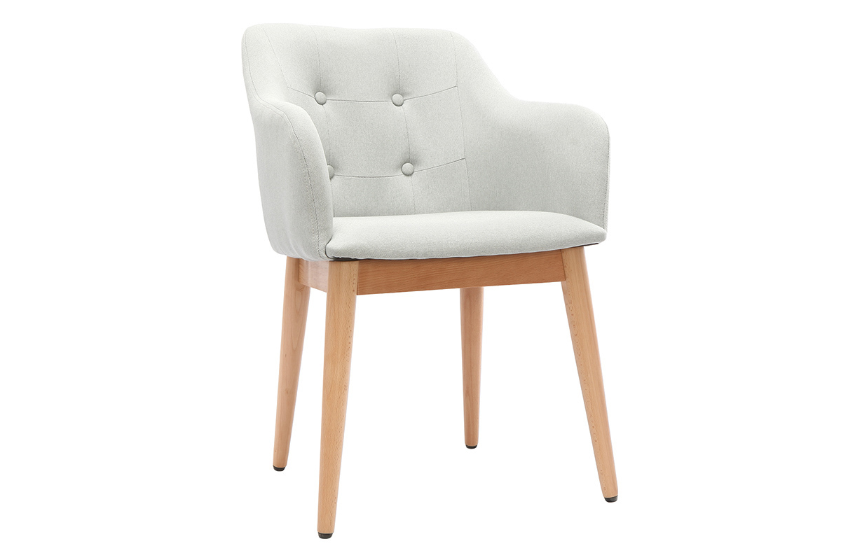 Poltrona scandinava tessuto grigio chiaro e piedi legno gruppo di 2 BALTIK