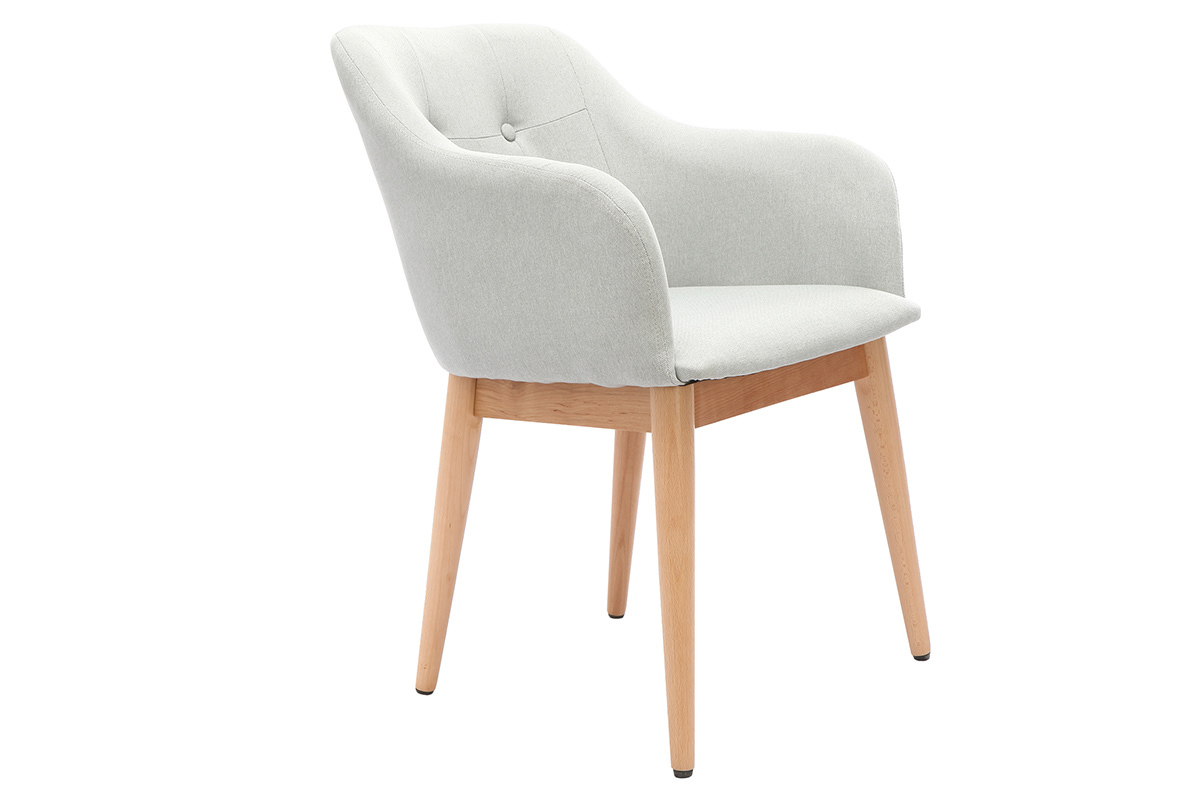 Poltrona scandinava tessuto grigio chiaro e piedi legno gruppo di 2 BALTIK