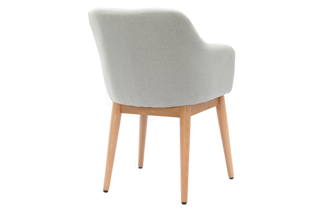 Poltrona scandinava tessuto grigio chiaro e piedi legno gruppo di 2 BALTIK