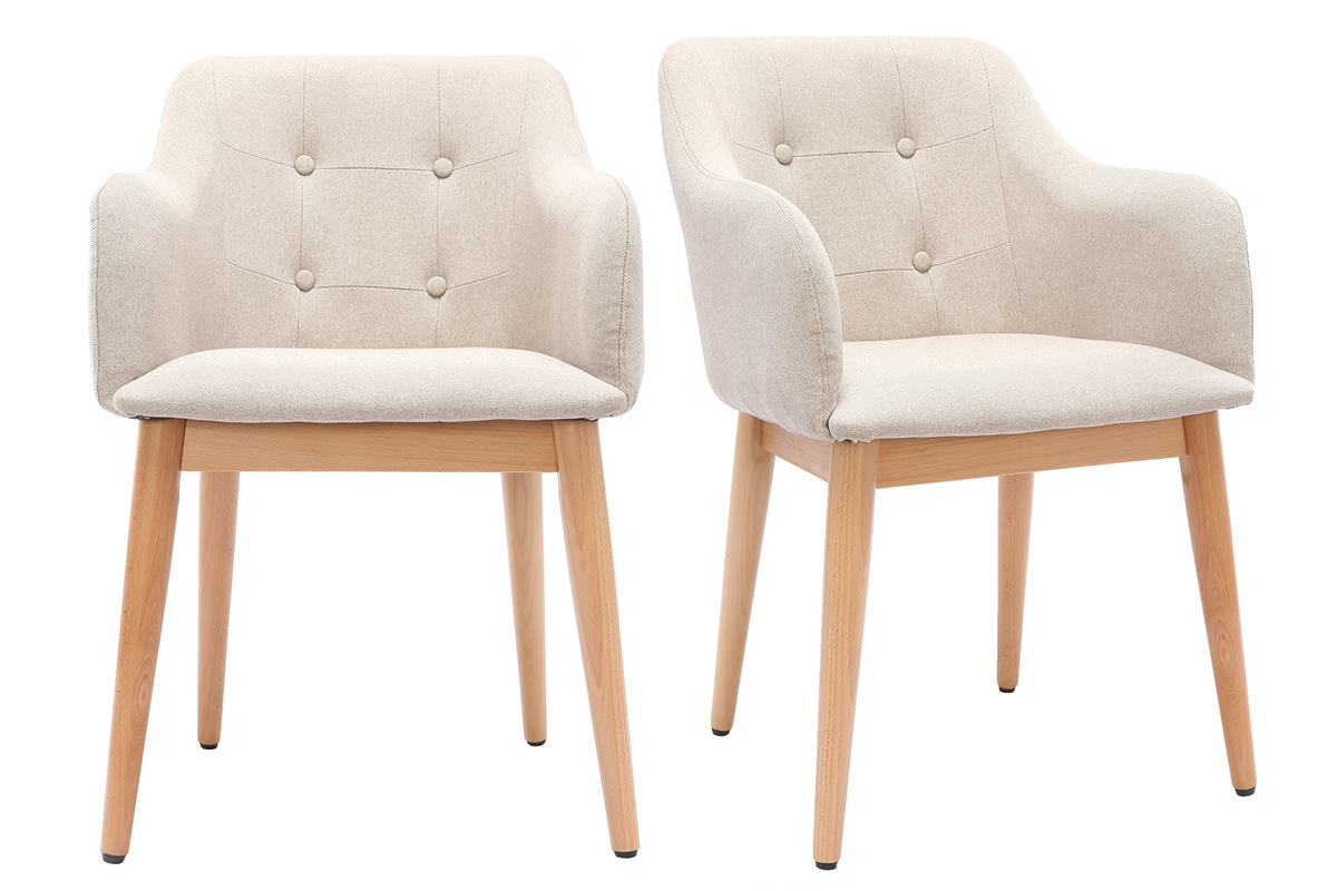 Poltrona scandinava tessuto naturale e piedi legno gruppo di 2 BALTIK