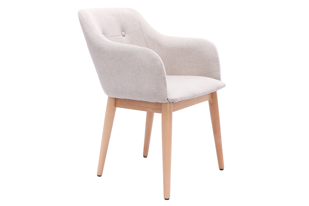 Poltrona scandinava tessuto naturale e piedi legno gruppo di 2 BALTIK