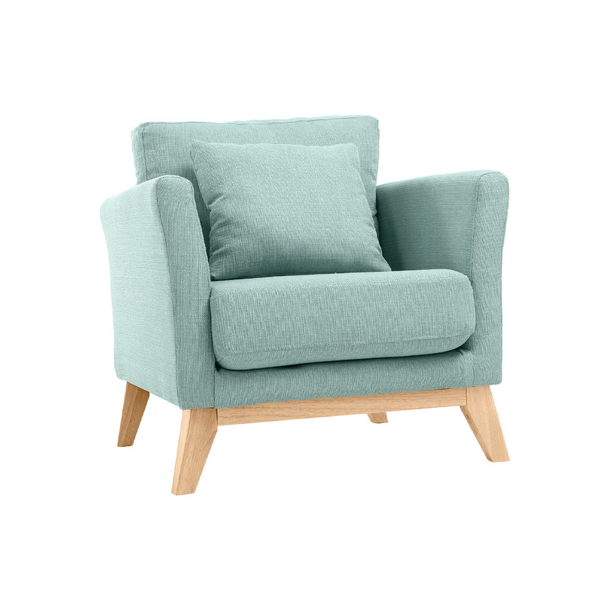 Poltrona scandinava turchese piedi in legno chiaro OSLO