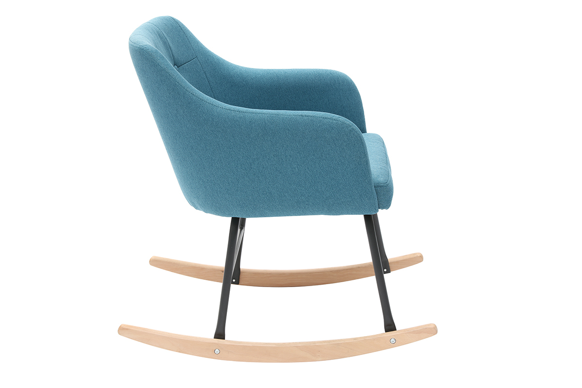 Poltrona sedia a dondolo design in tessuto blu anatra BALTIK
