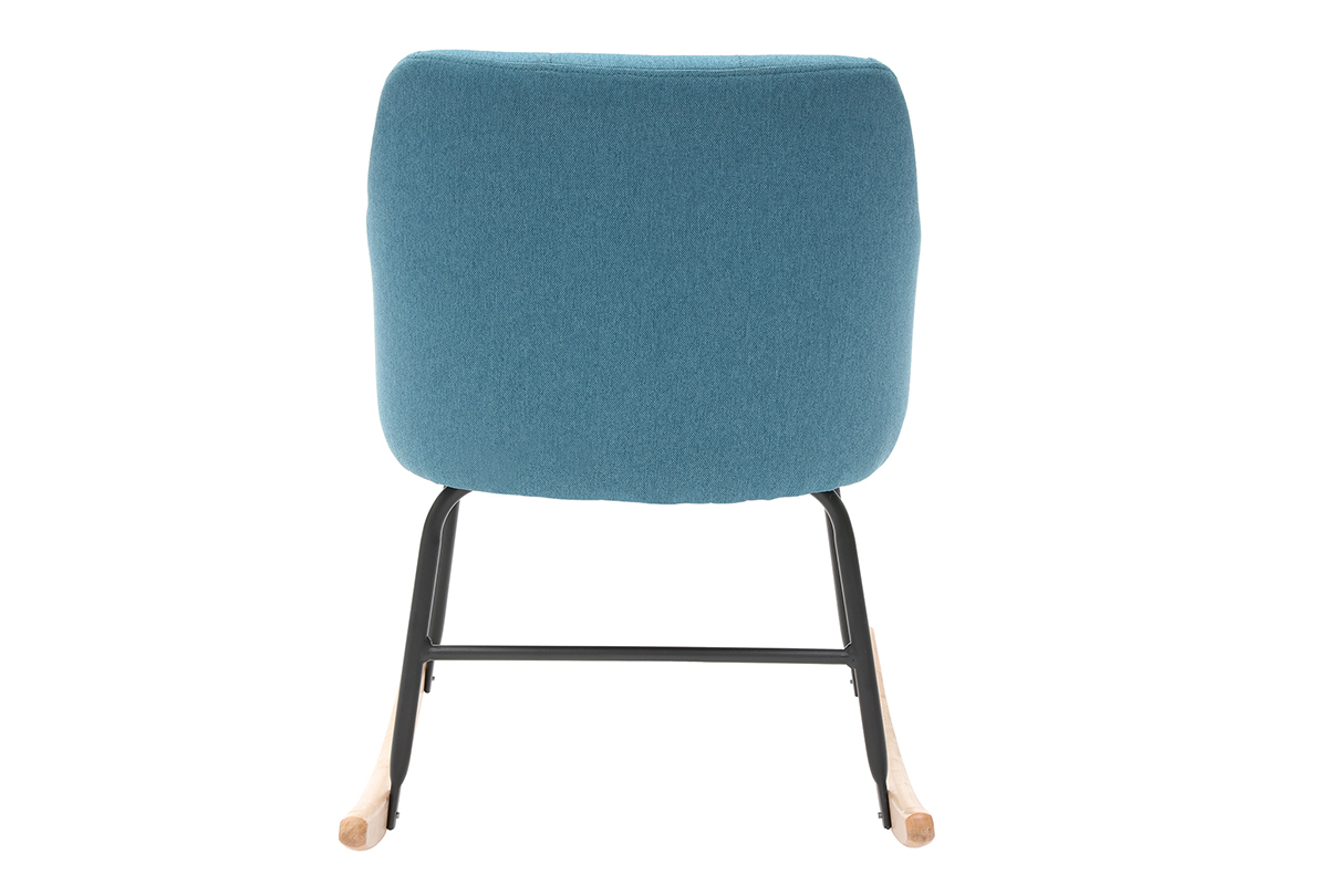 Poltrona sedia a dondolo design in tessuto blu anatra BALTIK