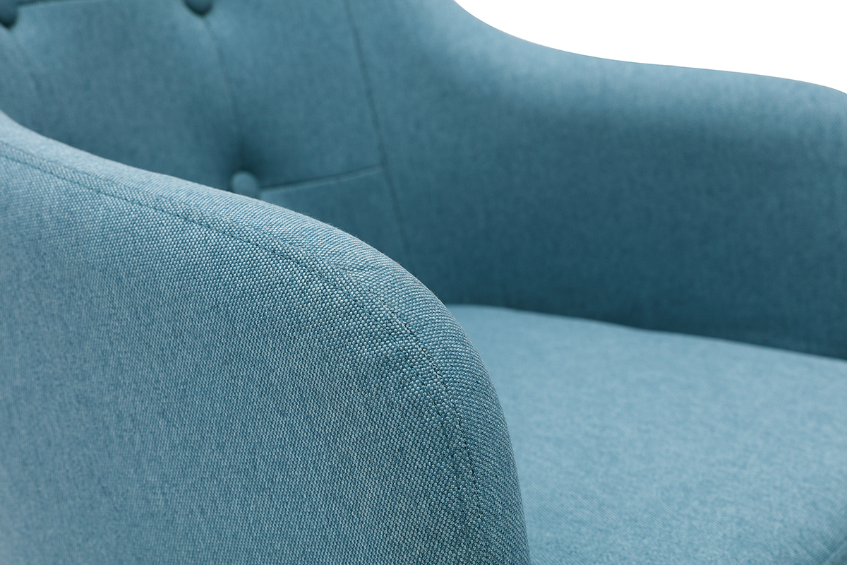 Poltrona sedia a dondolo design in tessuto blu anatra BALTIK