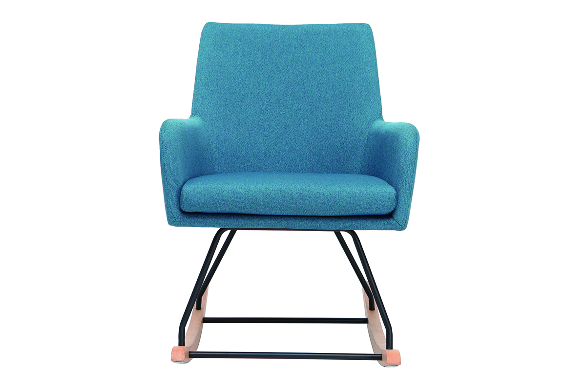 Poltrona sedia a dondolo design in tessuto blu anatra SHANA