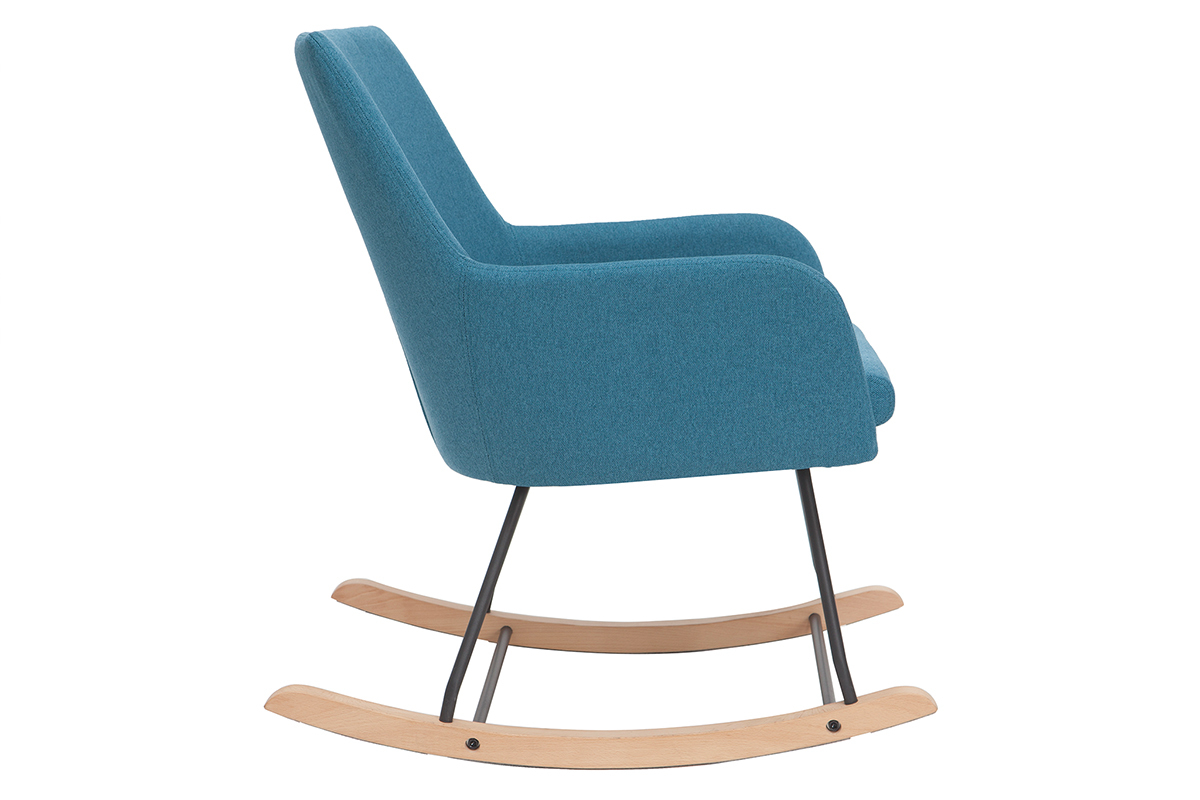 Poltrona sedia a dondolo design in tessuto blu anatra SHANA