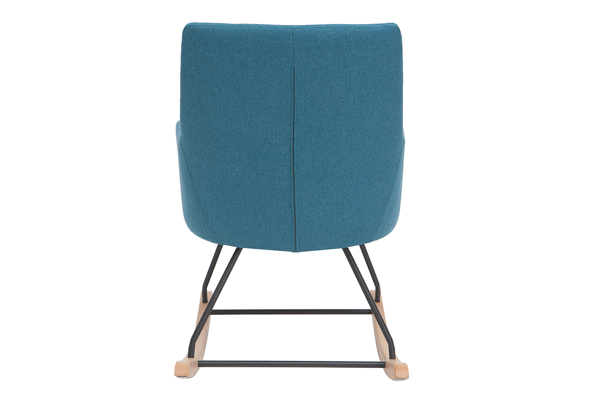 Poltrona sedia a dondolo design in tessuto blu anatra SHANA