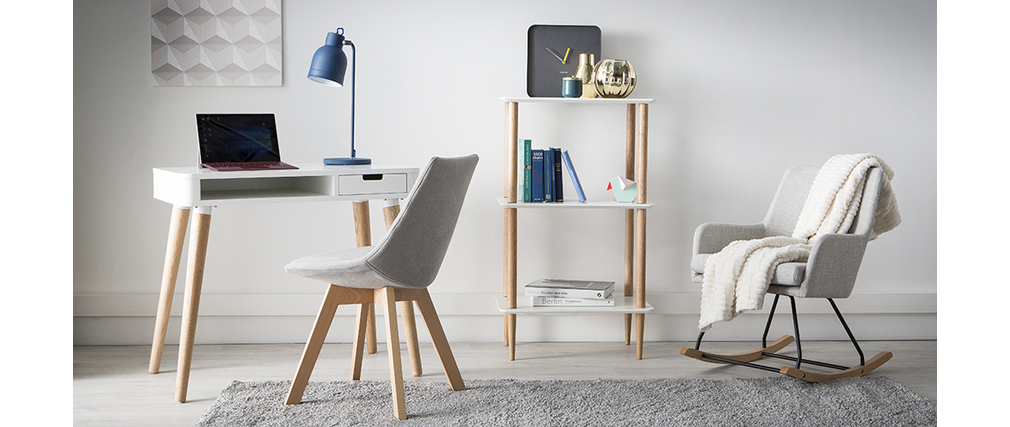 Poltrona - sedia a dondolo design in tessuto Grigio chiaro SHANA