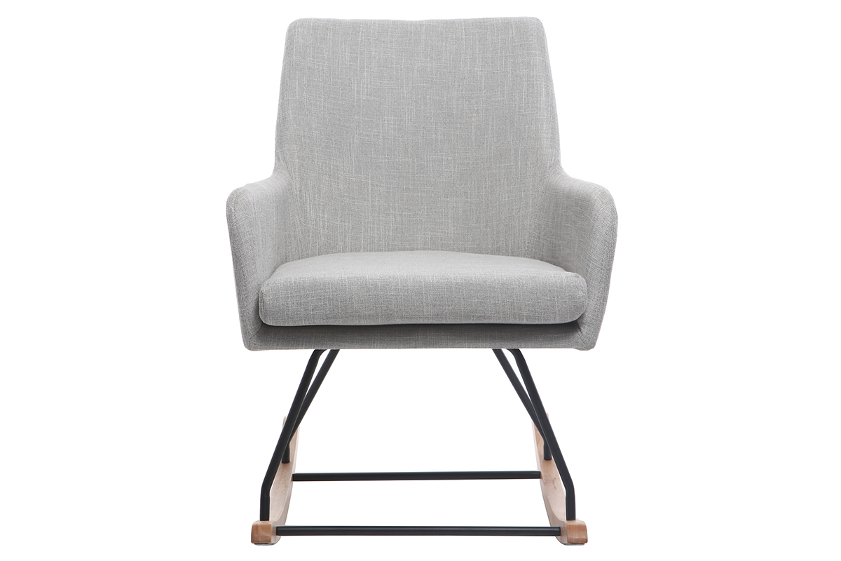 Poltrona sedia a dondolo design in tessuto grigio chiaro SHANA