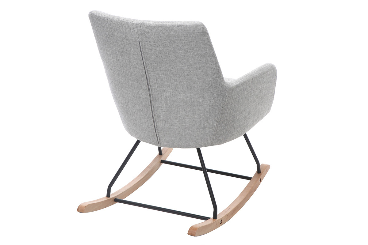 Poltrona sedia a dondolo design in tessuto grigio chiaro SHANA