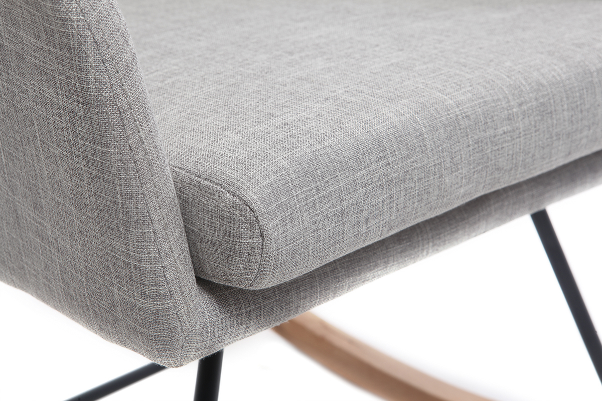 Poltrona sedia a dondolo design in tessuto grigio chiaro SHANA