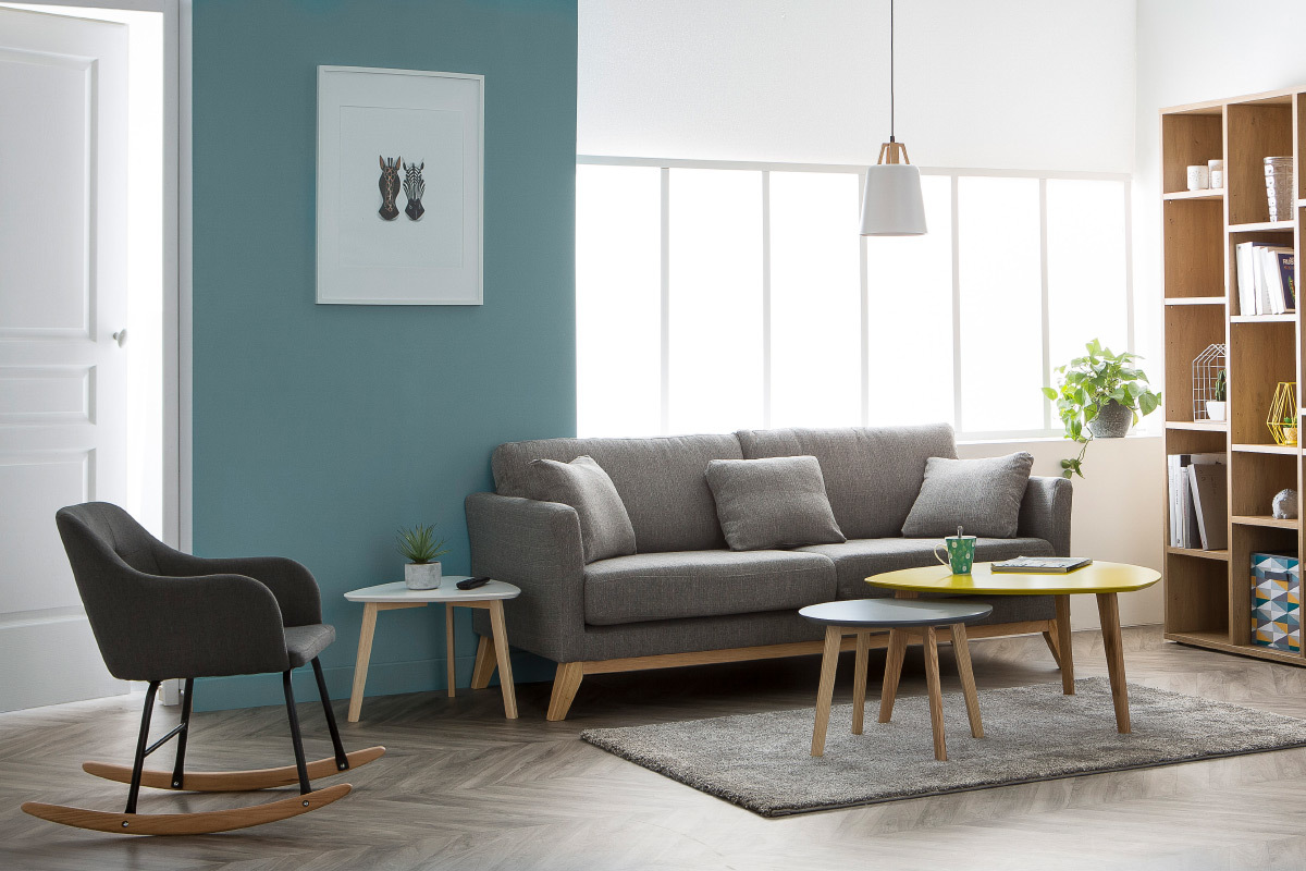 Poltrona sedia a dondolo design in tessuto Grigio scuro BALTIK