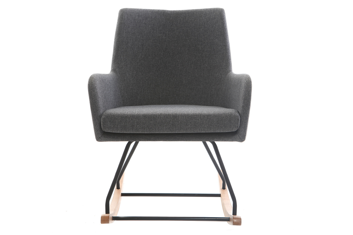 Poltrona sedia a dondolo design in tessuto grigio scuro SHANA