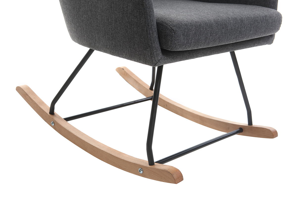 Poltrona sedia a dondolo design in tessuto grigio scuro SHANA