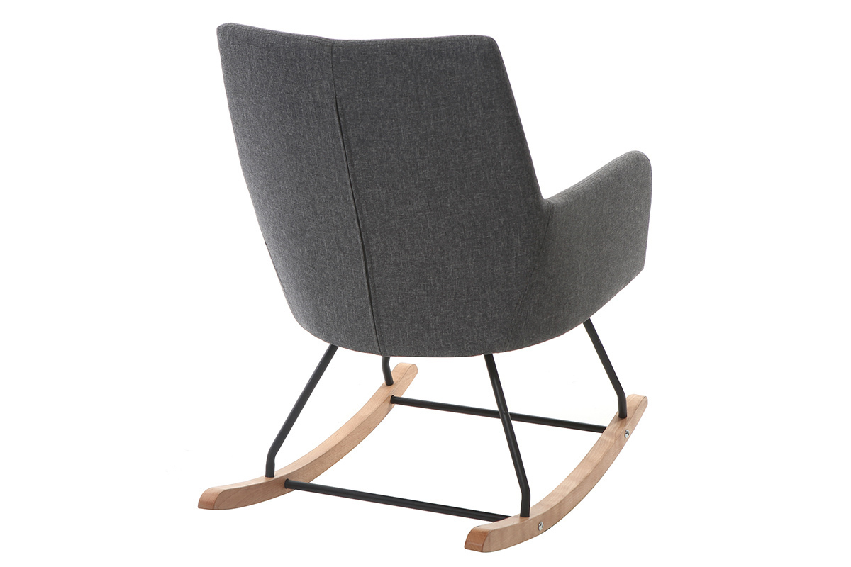 Poltrona sedia a dondolo design in tessuto grigio scuro SHANA