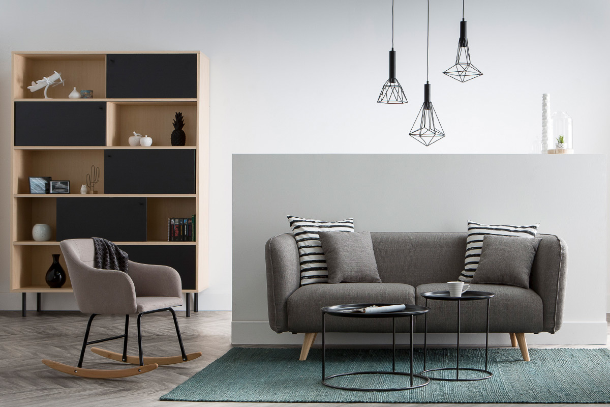 Poltrona sedia a dondolo design in tessuto Naturale BALTIK