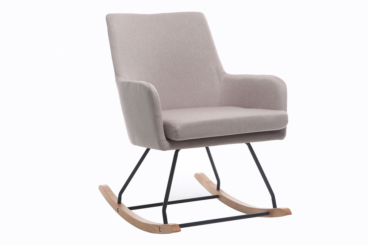 Poltrona sedia a dondolo design in tessuto naturale SHANA