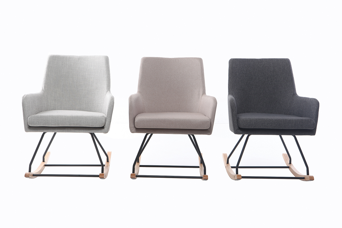 Poltrona sedia a dondolo design in tessuto naturale SHANA