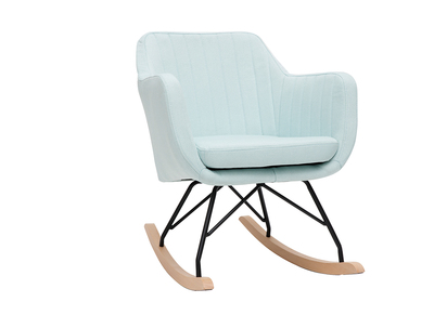 Poltrona-sedia a dondolo scandinava, in tessuto, colore: menta all?acqua, modello: ALEYNA