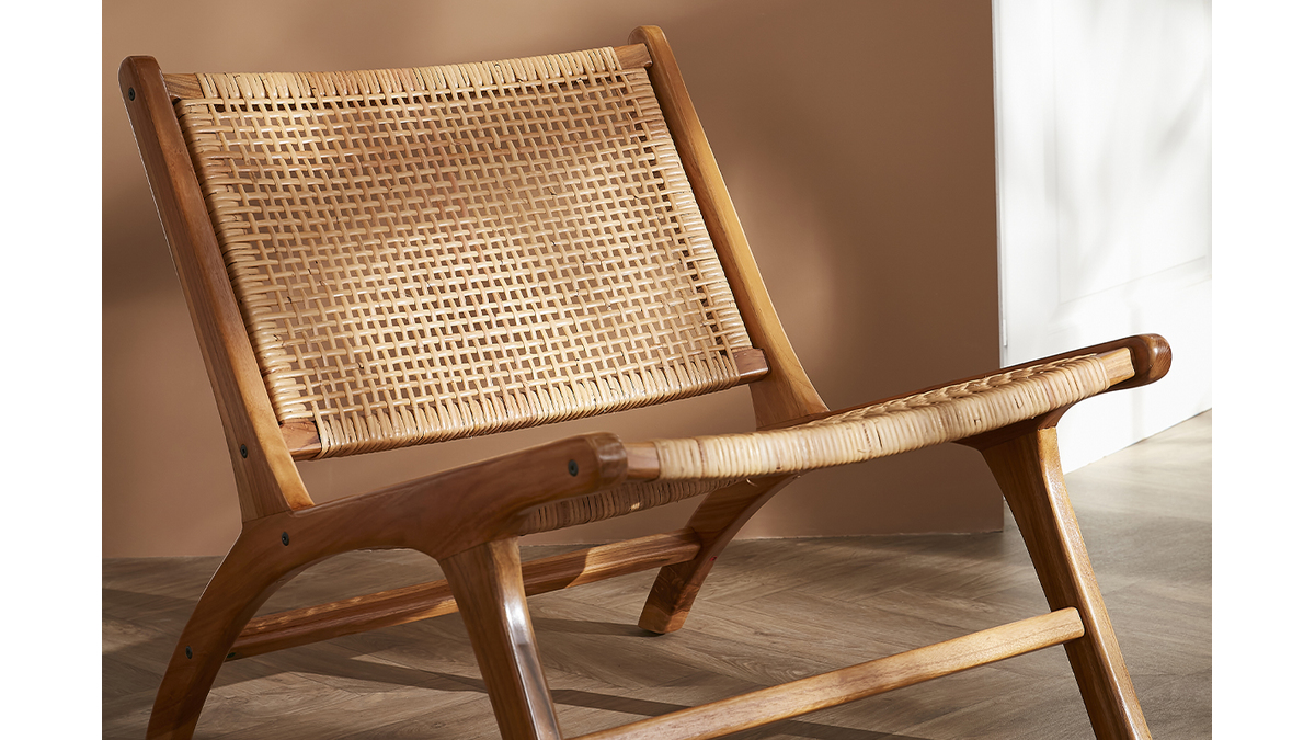 Poltrona teak e rattan naturale HAMMA