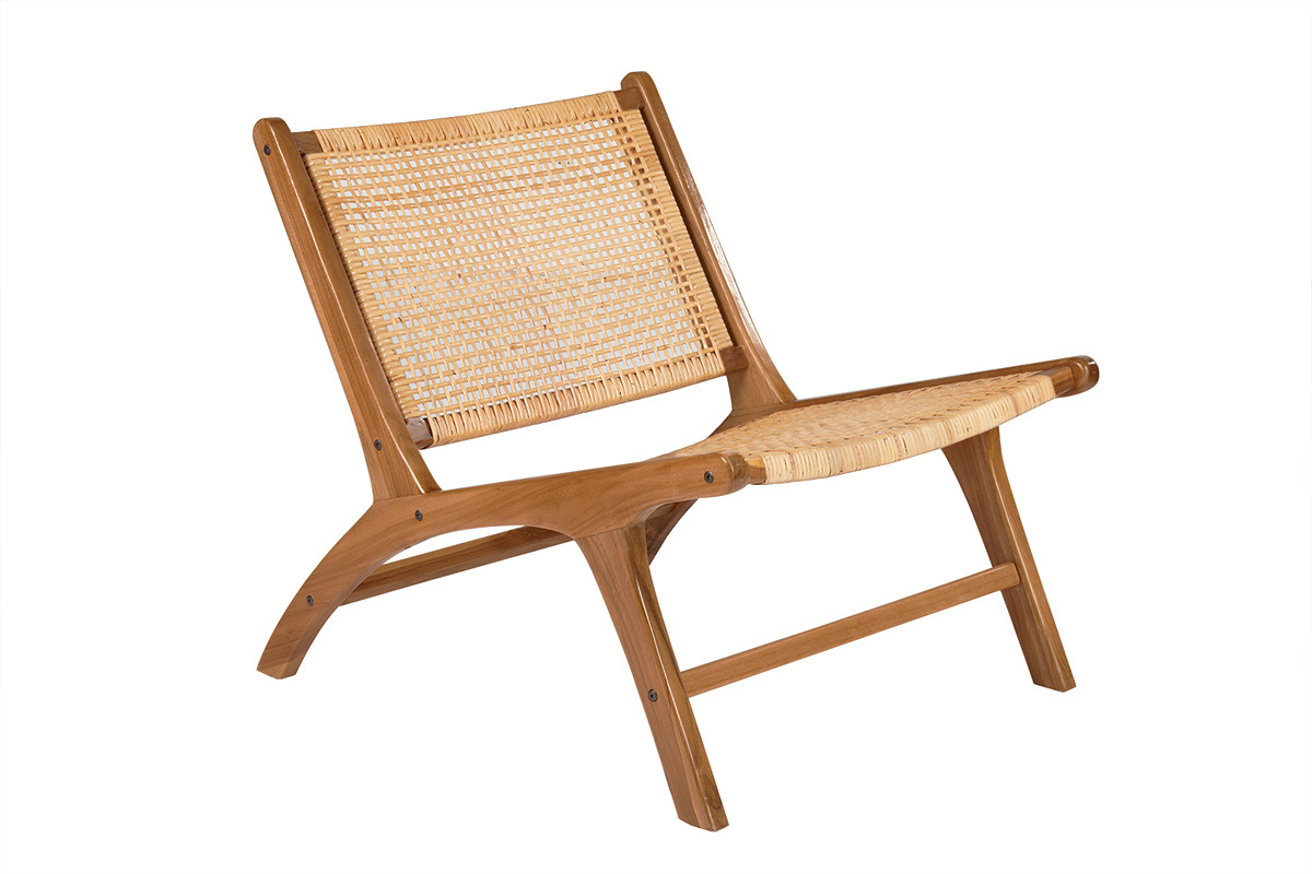 Poltrona teak e rattan naturale HAMMA